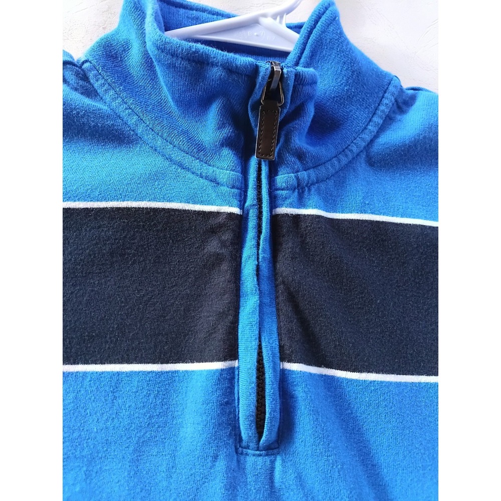 Chaps Mens Blue Stripe Quarter Zip Long Sleeve Polo Shirt M Embroidered Logo - Picture 7 of 16